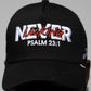 "NEVER LACKING" Trucker Hat | Distressed Black